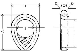 IMPA 214604 – Hawser Thimble W/Triangleplate, Ungalv For 65mm Dia Rope