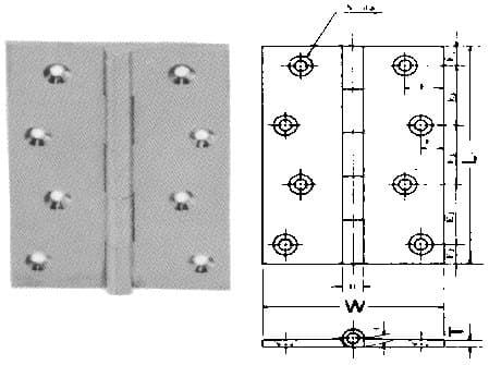 IMPA 490409 – Butt Hinge For Cabin Door, Brass L100xw70mm