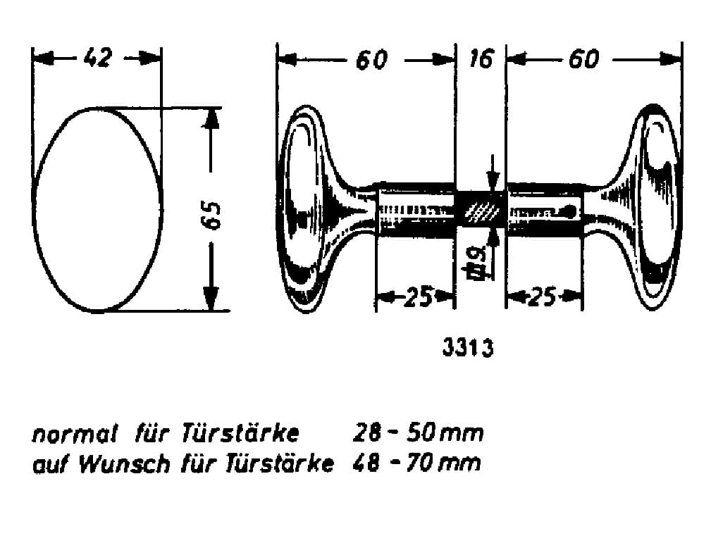 IMPA 492205 – Handle Knob Oval F/Mortiselock, Schwepper 3313