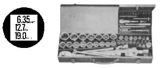 IMPA 610101 – Socket Wrench Set 5-41mm 6.35/, 12.7/19mm/Sq 47socket/18tool