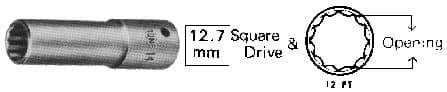 IMPA 610385 – Socket Deep Wrench 12-Point, 12.7mm/Sq Drivex23mm