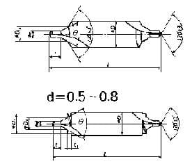 IMPA 630541 – Drill Center B-Type, 1.0mm Drill Diam 75deg