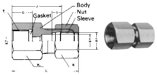 IMPA 734034 – Coupling Female Flareless, Brass 6mmxpt3/8