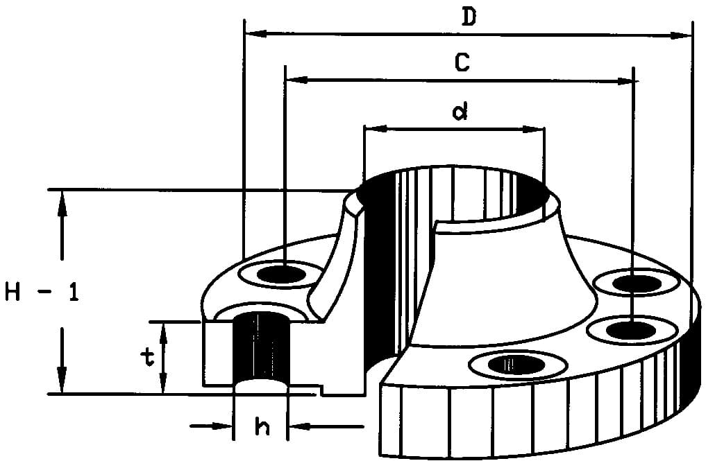 IMPA 735705 – Flange Carbon Steel Weld Neck, Din2633 Pn16 32mm