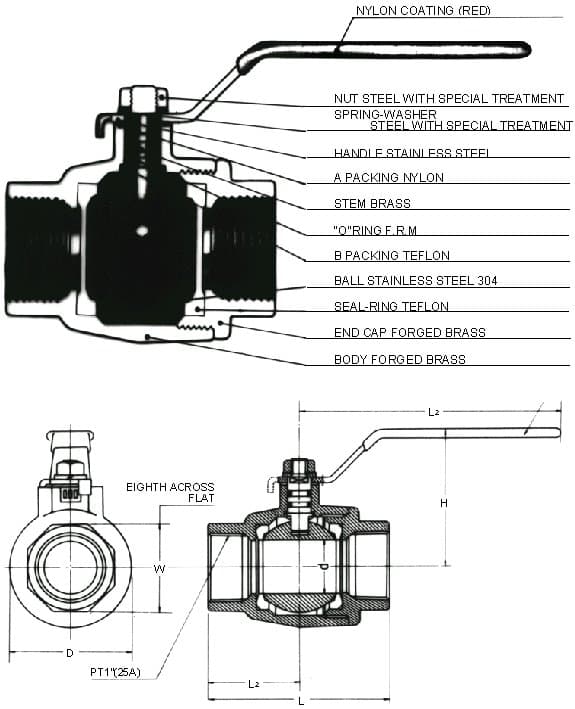 IMPA 752401 – Ball Valve Forged Brass, Screwed-End Pt3/8