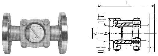 IMPA 752516 – Sight Flow Indicator Cast Iron, Flapper Type Flanged 50a