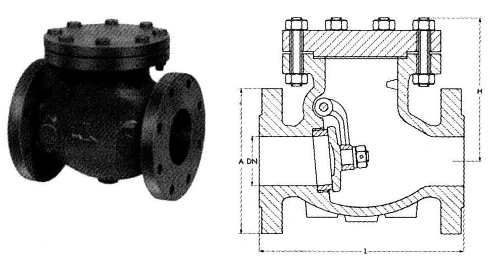 IMPA 757323 – Check Valve Ansi 125 Cast Iron, Flanged Swing Type #1803 4""