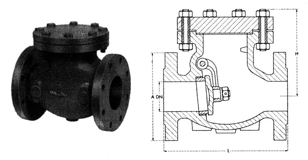 IMPA 757331 – Check Valve Ansi150 Cast Steel, Flanged Swing Type #1810 2""