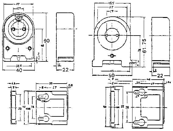 IMPA 791532 – Fl-Lamp Holder Turret-Type, Phenol Resin 300v 1a 40mm-Wide